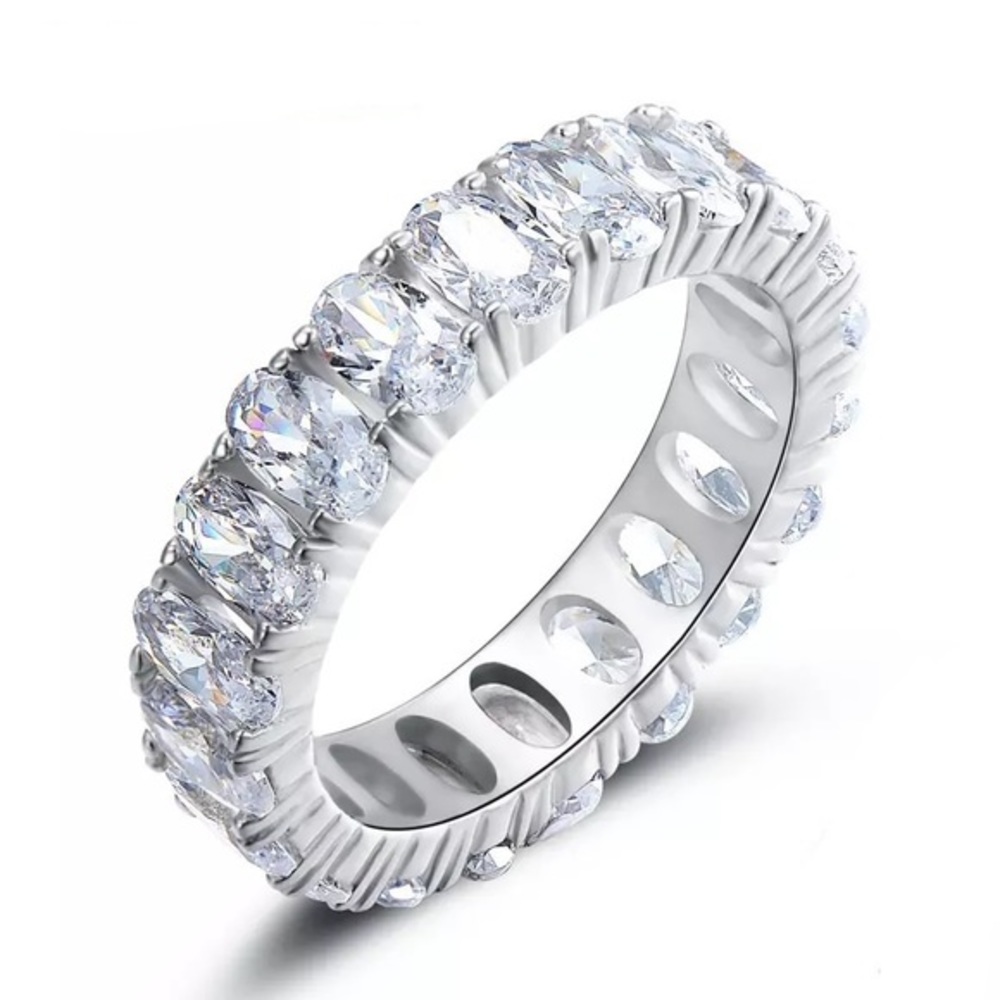 925 Sterling Silver Oval Cubic Zirconium Eternity Ring